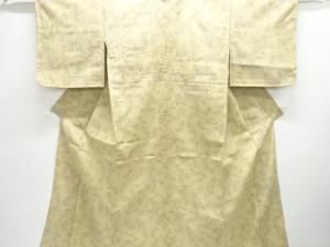 アンティーク　楓模様織り出し手織り真綿小千谷紬単衣着物